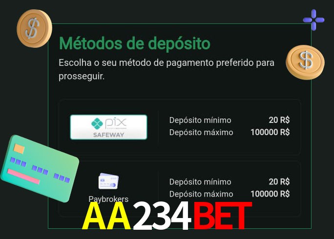 O cassino AA234BET oferece uma grande variedade de métodos de pagamento